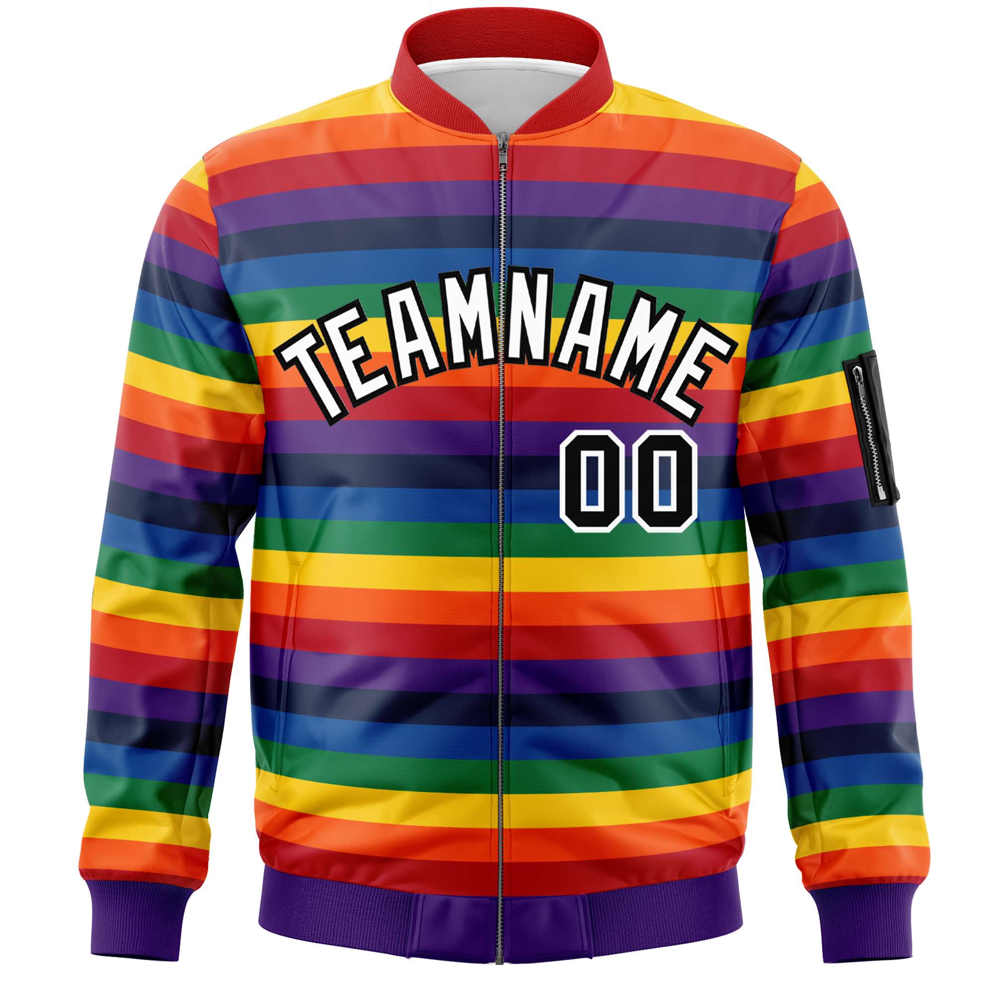 Custom LGBT Rainbow For Pride Month Full-Snap Color Block Letterman Bomber Jacket