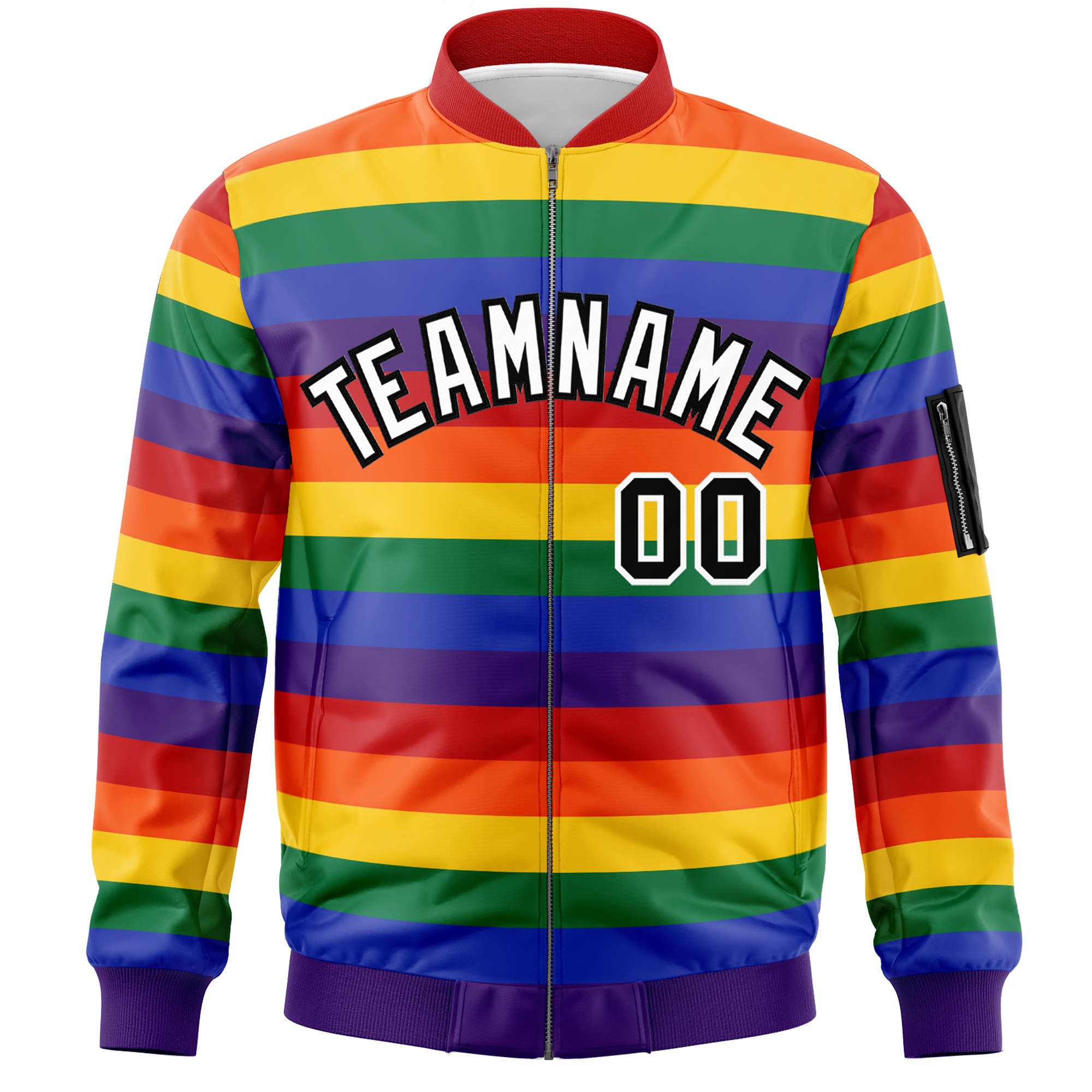 Custom LGBT Rainbow For Pride Month Full-Snap Color Block Letterman Bomber Jacket