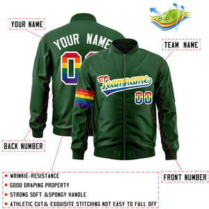 Custom Green LGBT Rainbow For Pride Month Classic Style Letterman Bomber Jacket