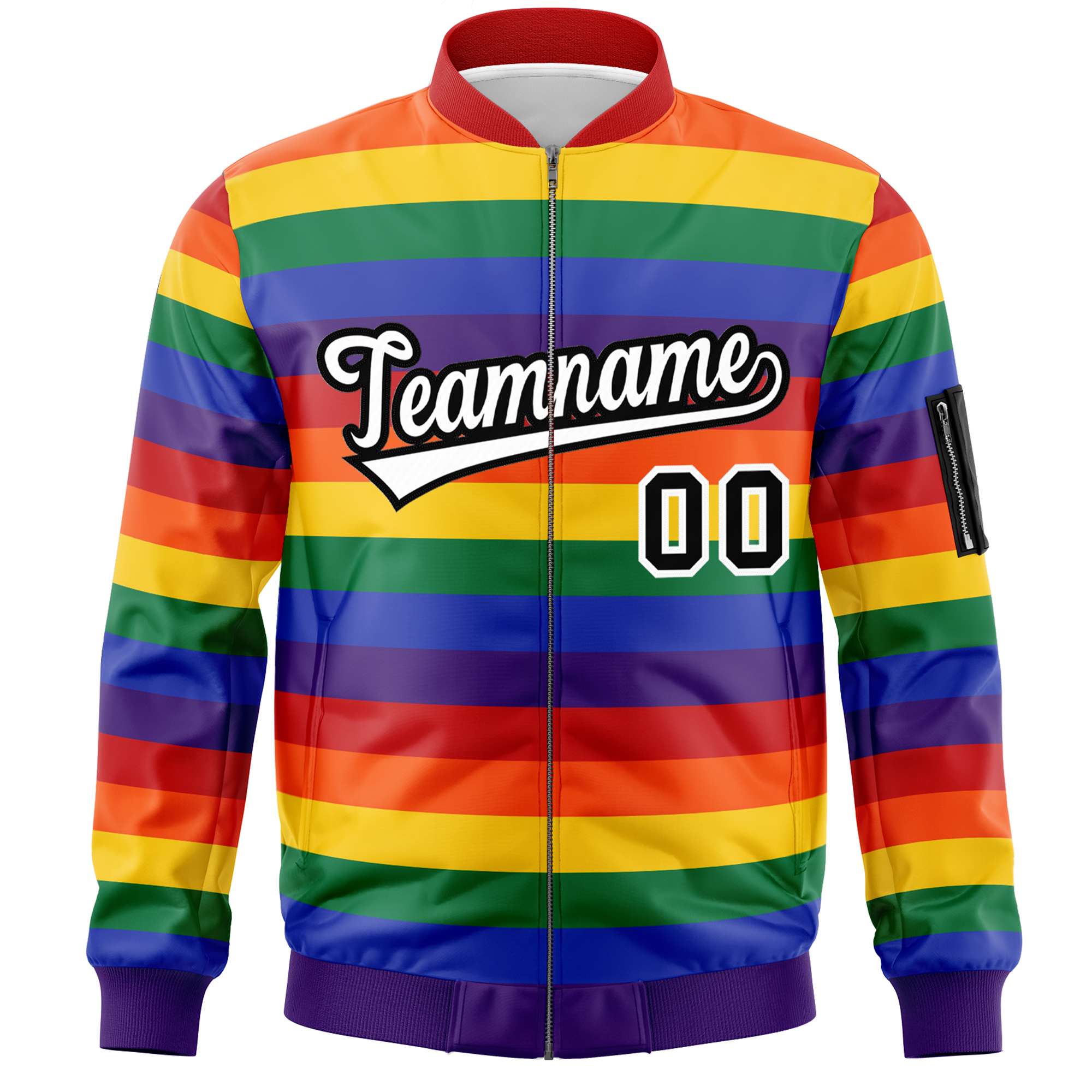 Custom LGBT Rainbow For Pride Month Full-Snap Color Block Letterman Bomber Jacket