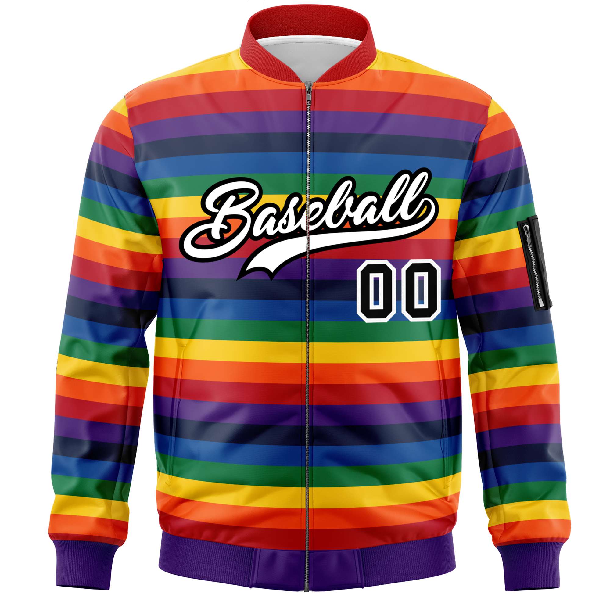 Custom LGBT Rainbow For Pride Month Full-Snap Color Block Letterman Bomber Jacket