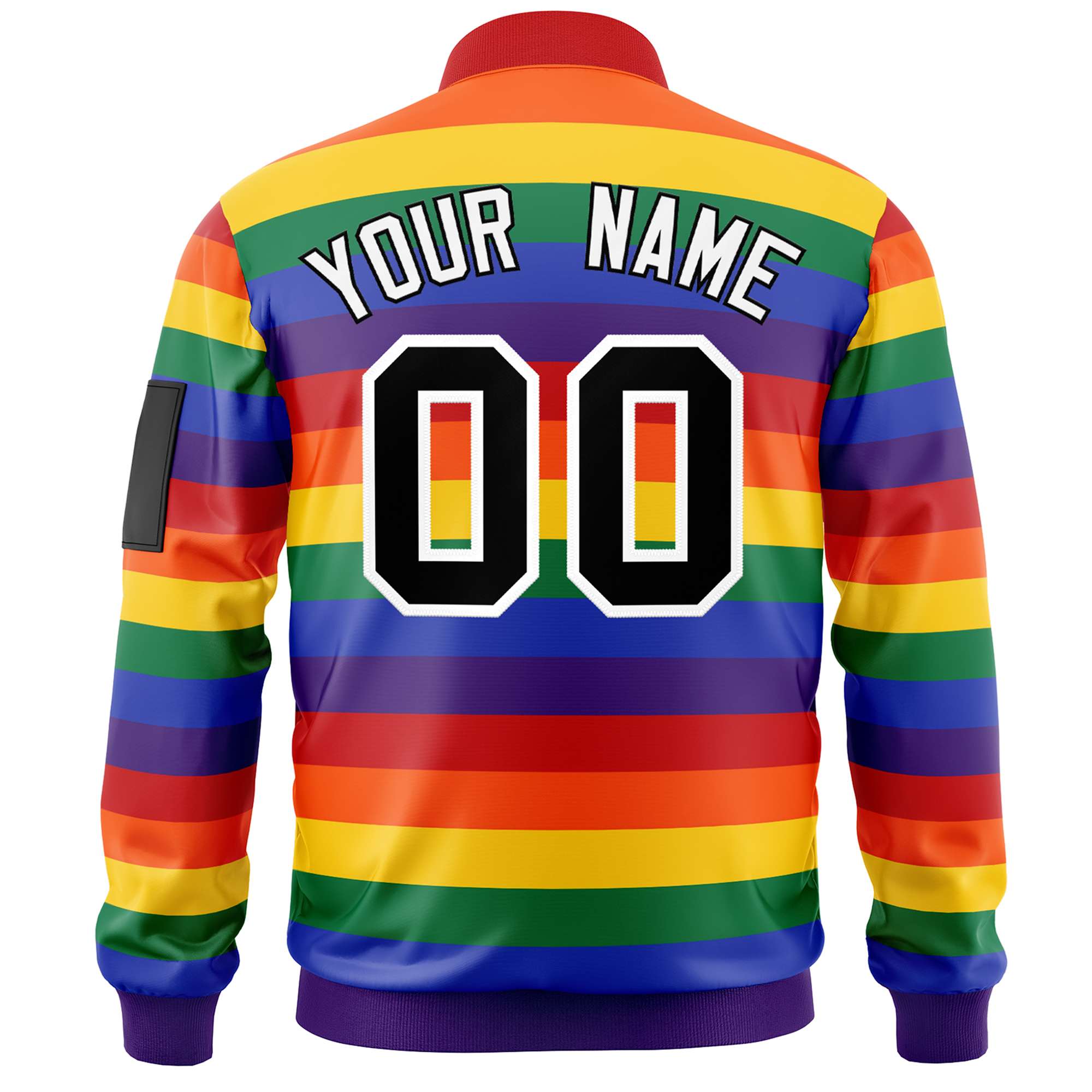 Custom LGBT Rainbow For Pride Month Full-Snap Color Block Letterman Bomber Jacket