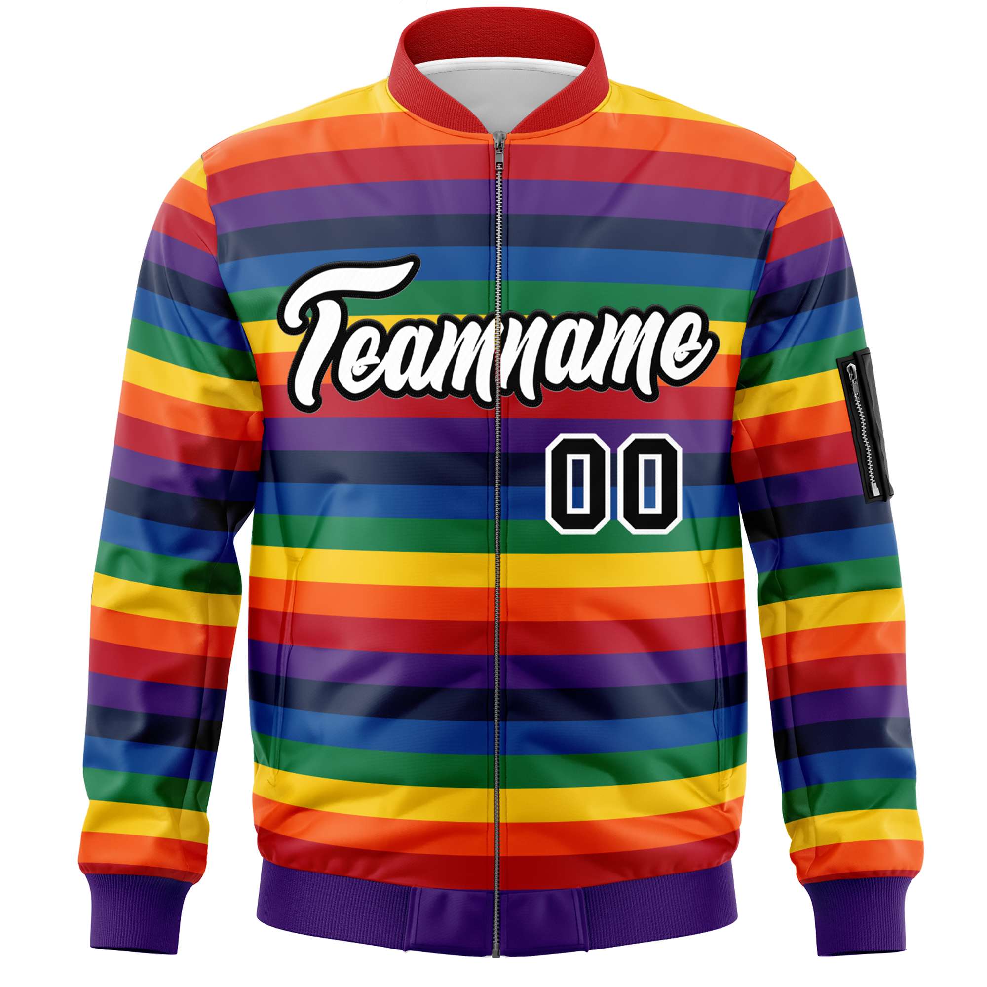 Custom LGBT Rainbow For Pride Month Full-Snap Color Block Letterman Bomber Jacket