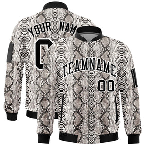 Custom Varsity Full-Zip Snake Pattern Letterman Bomber Jacket