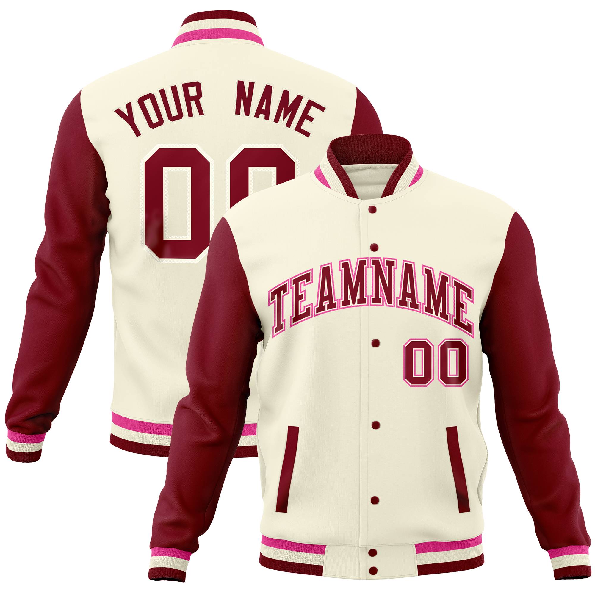 Custom Purple Orange Full-Snap Varsity Raglan Sleeves Letterman Baseball Jacket