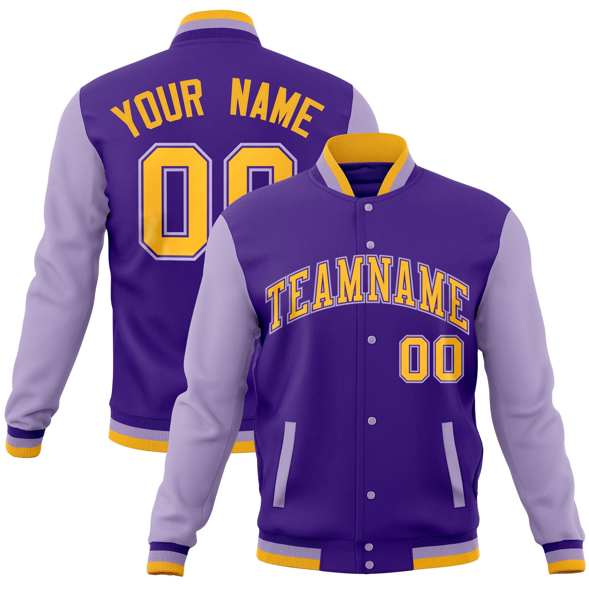 Custom Olive Gold Full-Snap Varsity Raglan Sleeves Letterman Baseball Jacket