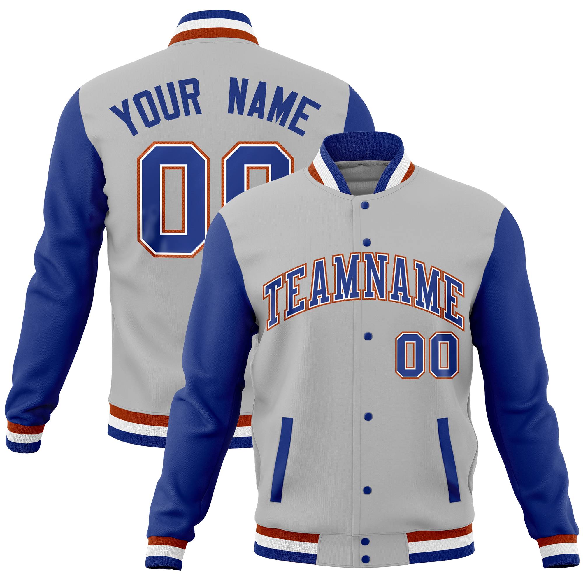 Custom White Purple Full-Snap Varsity Raglan Sleeves Letterman Baseball Jacket