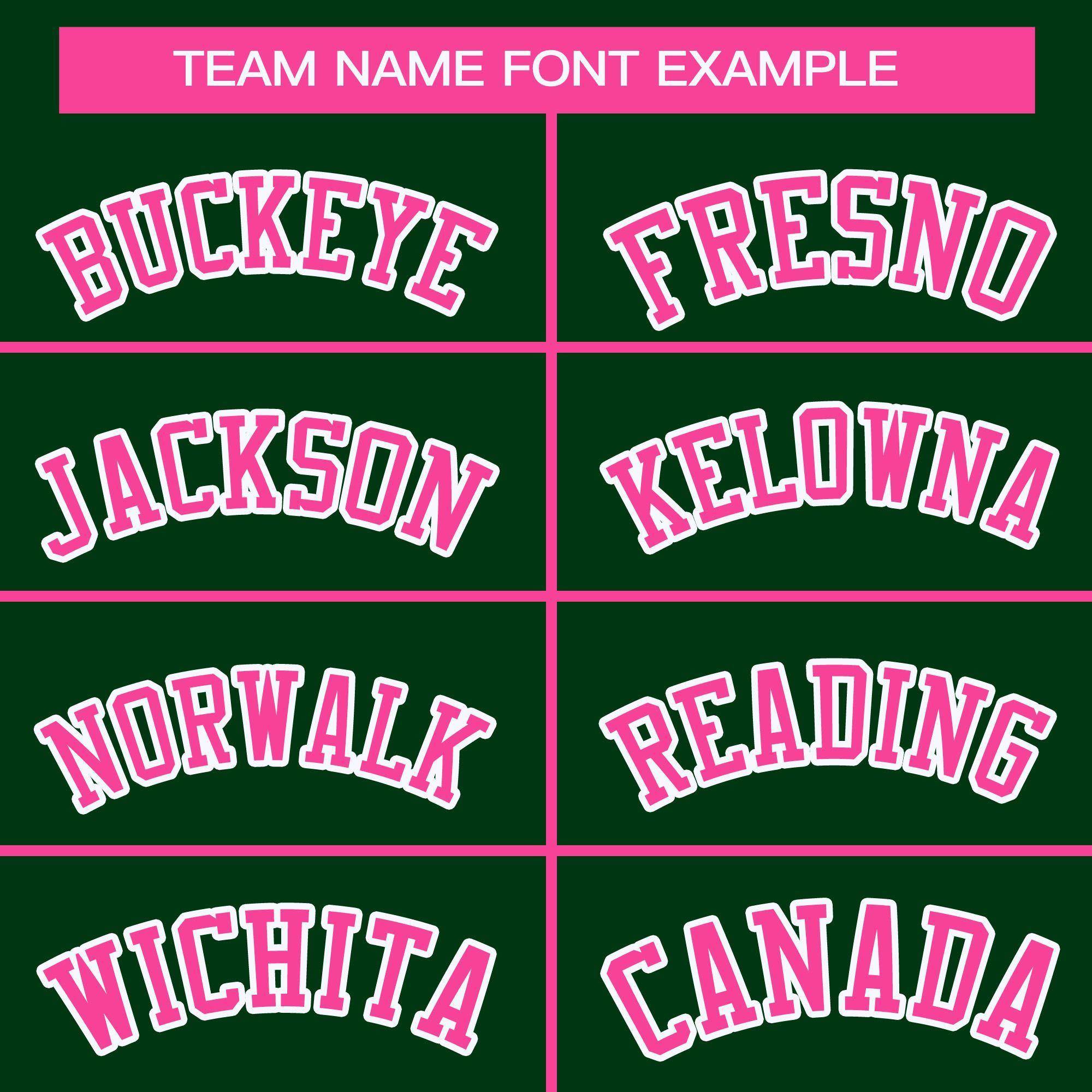 Custom Pink Midnight Green Full-Snap Varsity Raglan Sleeves Letterman Baseball Jacket