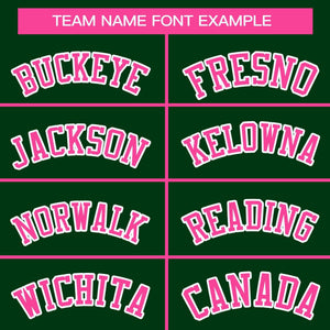 Custom Pink Midnight Green Full-Snap Varsity Raglan Sleeves Letterman Baseball Jacket