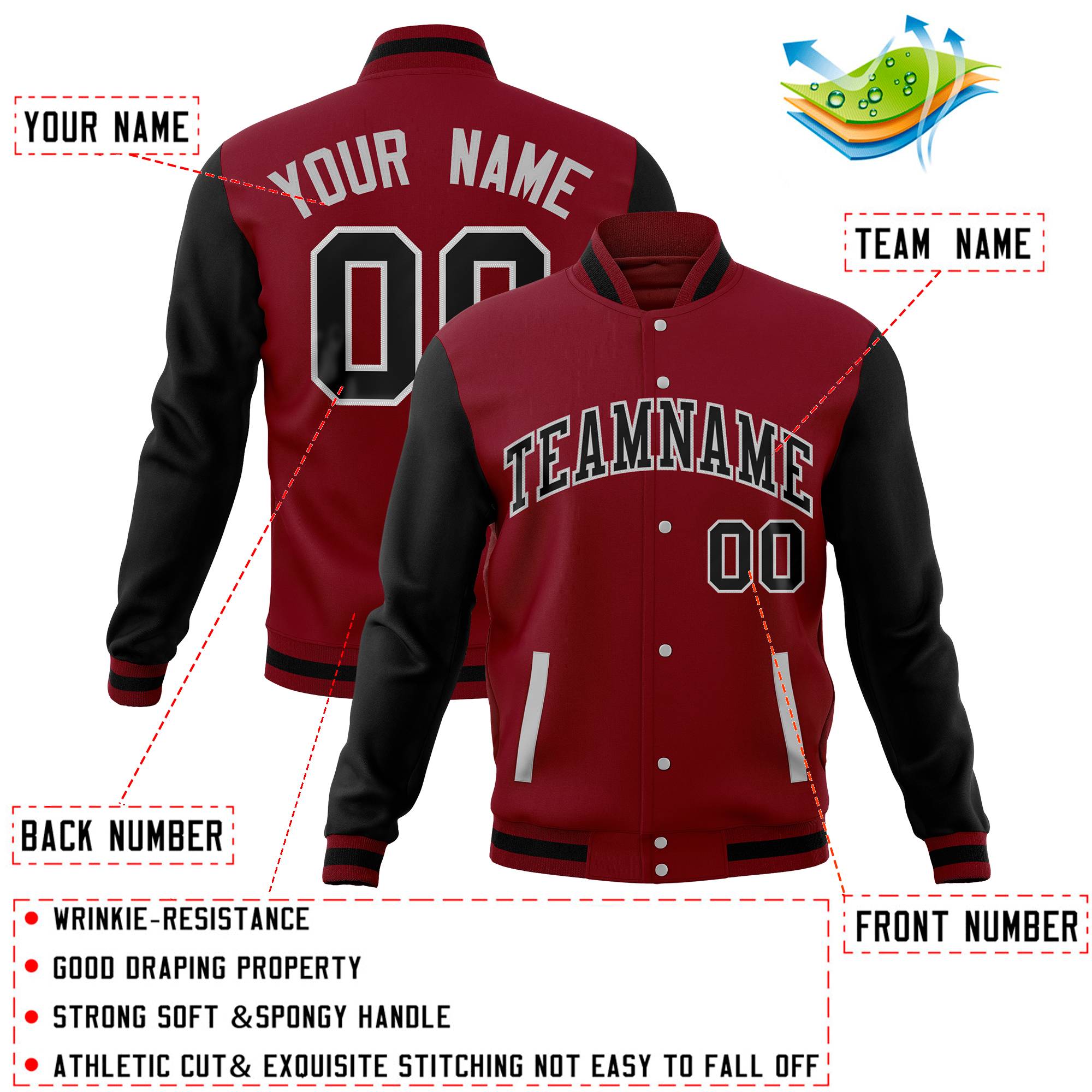 Custom White Pink Full-Snap Varsity Raglan Sleeves Letterman Baseball Jacket