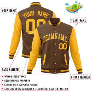 Custom Powder Blue Gold Full-Snap Varsity Raglan Sleeves Letterman Baseball Jacket