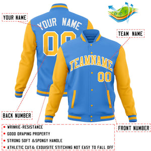 Custom Midnight Green Gold Full-Snap Varsity Raglan Sleeves Letterman Baseball Jacket