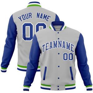 Custom Olive Gold Full-Snap Varsity Raglan Sleeves Letterman Baseball Jacket