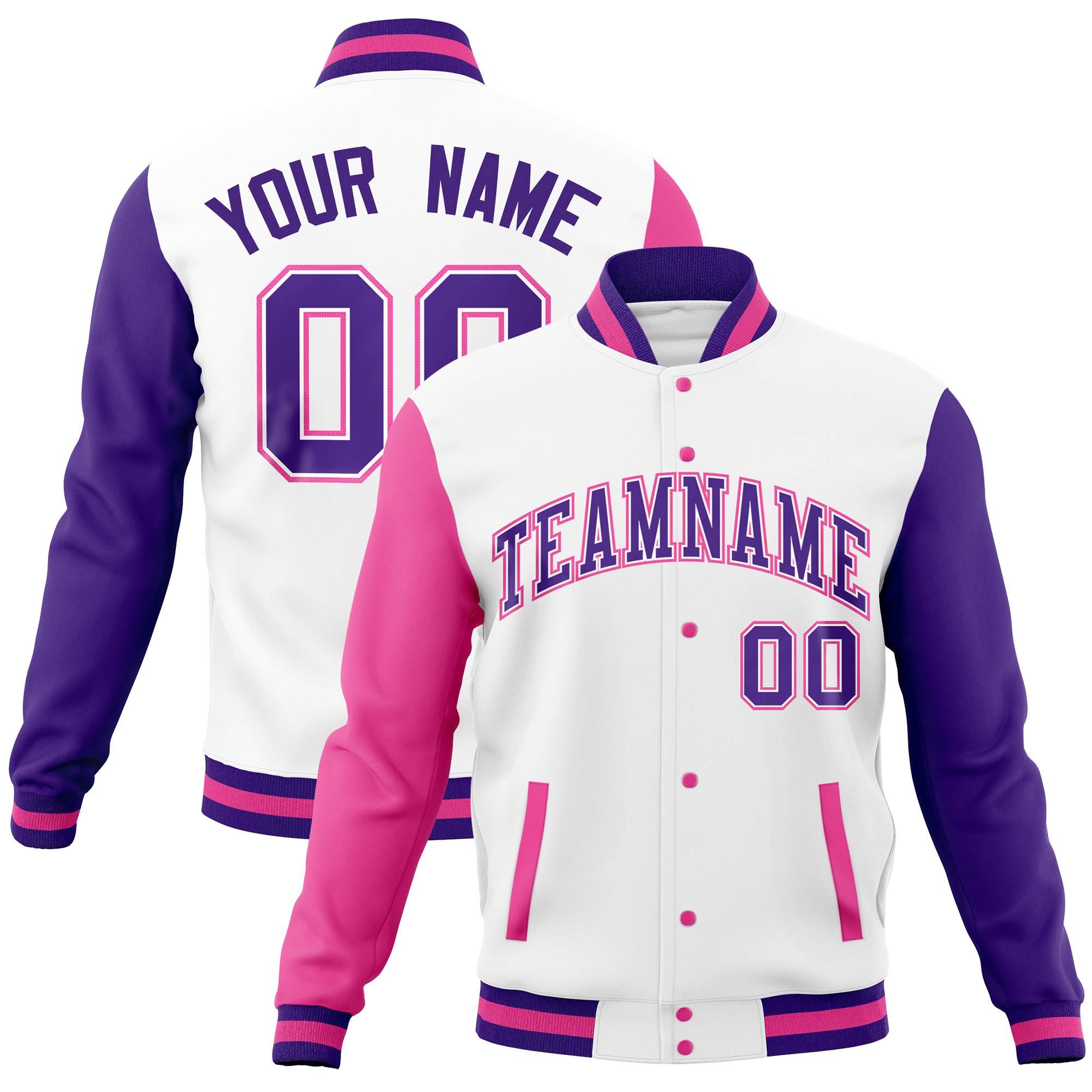 Custom White Old Gold-White Full-Snap Varsity Raglan Sleeves Letterman Baseball Jacket