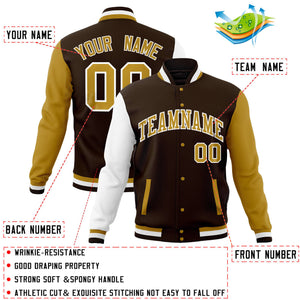 Custom Khaki Green Full-Snap Varsity Raglan Sleeves Letterman Baseball Jacket