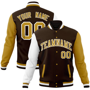 Custom Khaki Green Full-Snap Varsity Raglan Sleeves Letterman Baseball Jacket