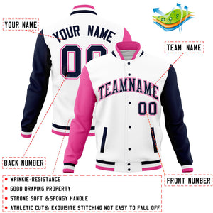 Custom Powder Blue Light Purple Full-Snap Varsity Raglan Sleeves Letterman Baseball Jacket