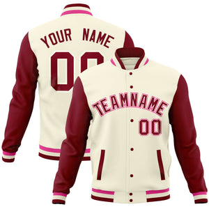 Custom Purple Orange Full-Snap Varsity Raglan Sleeves Letterman Baseball Jacket