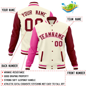 Custom Black Crimson Full-Snap Varsity Raglan Sleeves Letterman Baseball Jacket