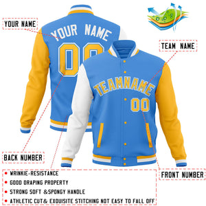 Custom Aqua Navy Full-Snap Varsity Raglan Sleeves Letterman Baseball Jacket