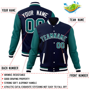 Custom Pink Aqua Full-Snap Varsity Raglan Sleeves Letterman Baseball Jacket