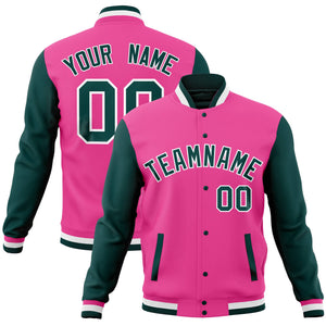 Custom Crimson Black Full-Snap Varsity Raglan Sleeves Letterman Baseball Jacket