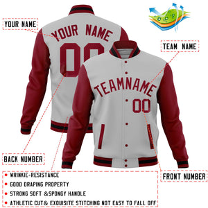 Custom White Pink Full-Snap Varsity Raglan Sleeves Letterman Baseball Jacket