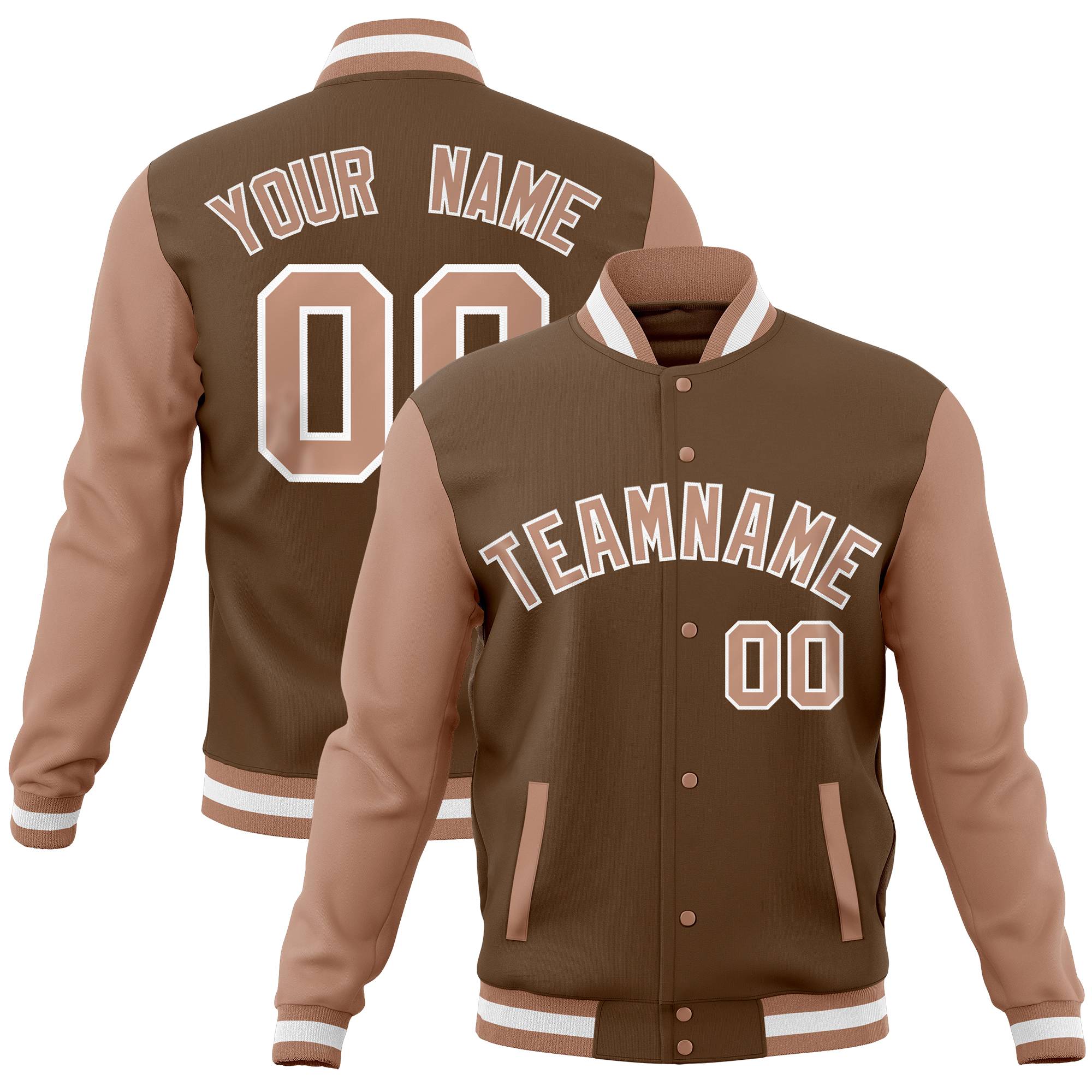 Custom White Purple-Pink Full-Snap Varsity Raglan Sleeves Letterman Baseball Jacket