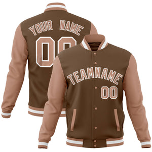 Custom White Purple-Pink Full-Snap Varsity Raglan Sleeves Letterman Baseball Jacket