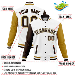 Custom Khaki Green Full-Snap Varsity Raglan Sleeves Letterman Baseball Jacket