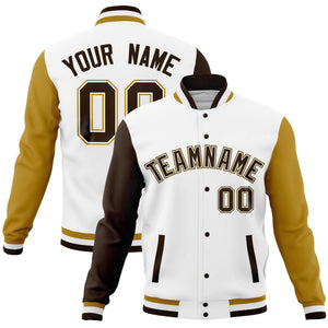 Custom Khaki Green Full-Snap Varsity Raglan Sleeves Letterman Baseball Jacket