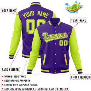 Custom Royal Powder Blue Full-Snap Varsity Raglan Sleeves Letterman Baseball Jacket