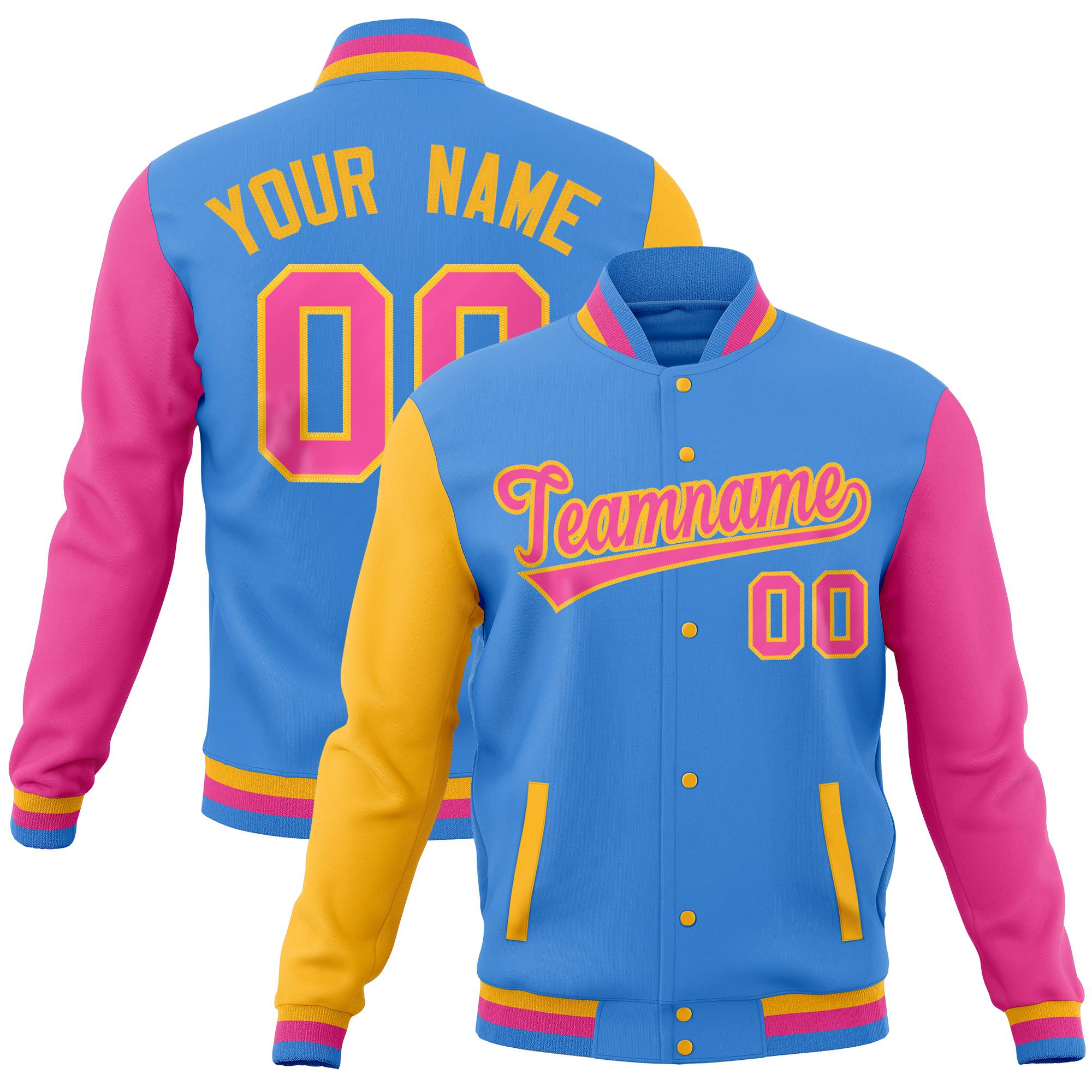 Custom Orange Midnight Green Full-Snap Varsity Raglan Sleeves Letterman Baseball Jacket