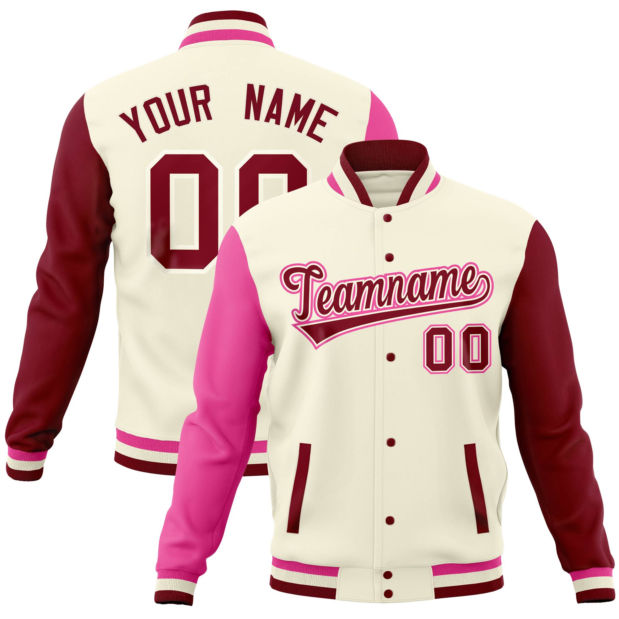 Custom Purple Orange Full-Snap Varsity Raglan Sleeves Letterman Baseball Jacket