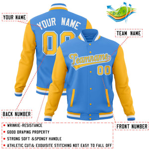 Custom Aqua Navy Full-Snap Varsity Raglan Sleeves Letterman Baseball Jacket