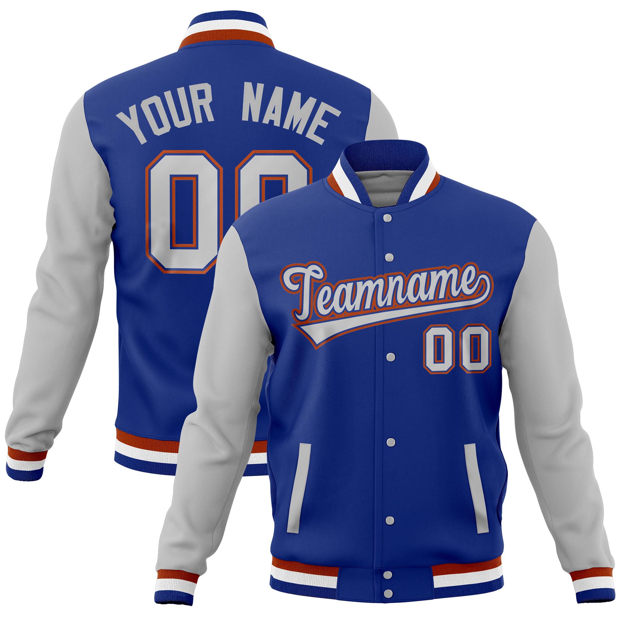 Custom White Purple Full-Snap Varsity Raglan Sleeves Letterman Baseball Jacket