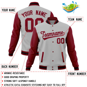 Custom White Pink Full-Snap Varsity Raglan Sleeves Letterman Baseball Jacket