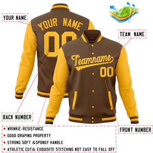 Custom Orange Royal Full-Snap Varsity Raglan Sleeves Letterman Baseball Jacket