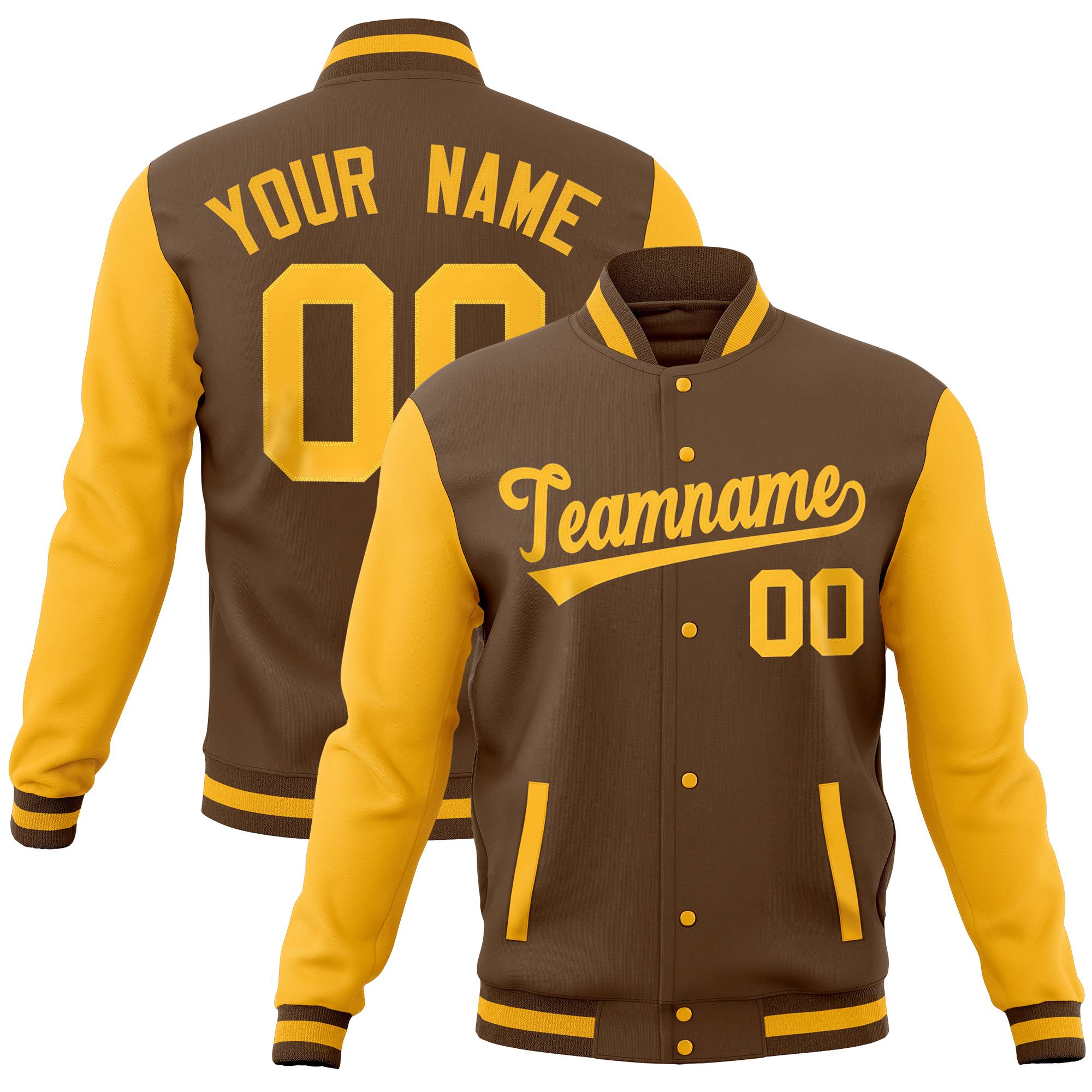 Custom Orange Royal Full-Snap Varsity Raglan Sleeves Letterman Baseball Jacket