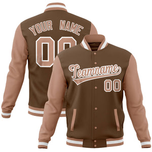 Custom White Purple-Pink Full-Snap Varsity Raglan Sleeves Letterman Baseball Jacket