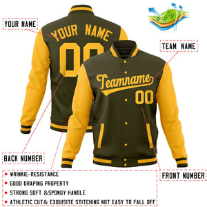 Custom Brown Red Full-Snap Varsity Raglan Sleeves Letterman Baseball Jacket