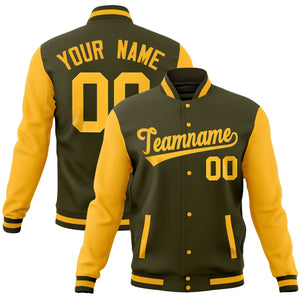 Custom Brown Red Full-Snap Varsity Raglan Sleeves Letterman Baseball Jacket