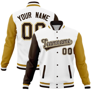 Custom Khaki Green Full-Snap Varsity Raglan Sleeves Letterman Baseball Jacket