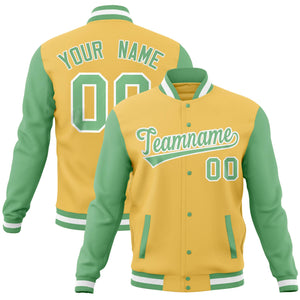 Custom Aqua Light Purple Full-Snap Varsity Raglan Sleeves Letterman Baseball Jacket