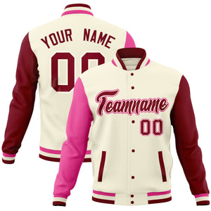 Custom Black Crimson Full-Snap Varsity Raglan Sleeves Letterman Baseball Jacket