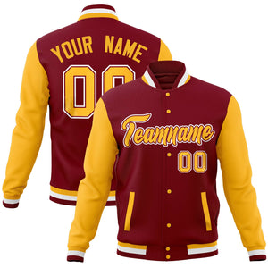 Custom Olive Gold Full-Snap Varsity Raglan Sleeves Letterman Baseball Jacket