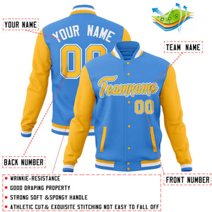 Custom White Navy-Aqua Full-Snap Varsity Raglan Sleeves Letterman Baseball Jacket