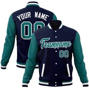 Custom Pink Aqua Full-Snap Varsity Raglan Sleeves Letterman Baseball Jacket