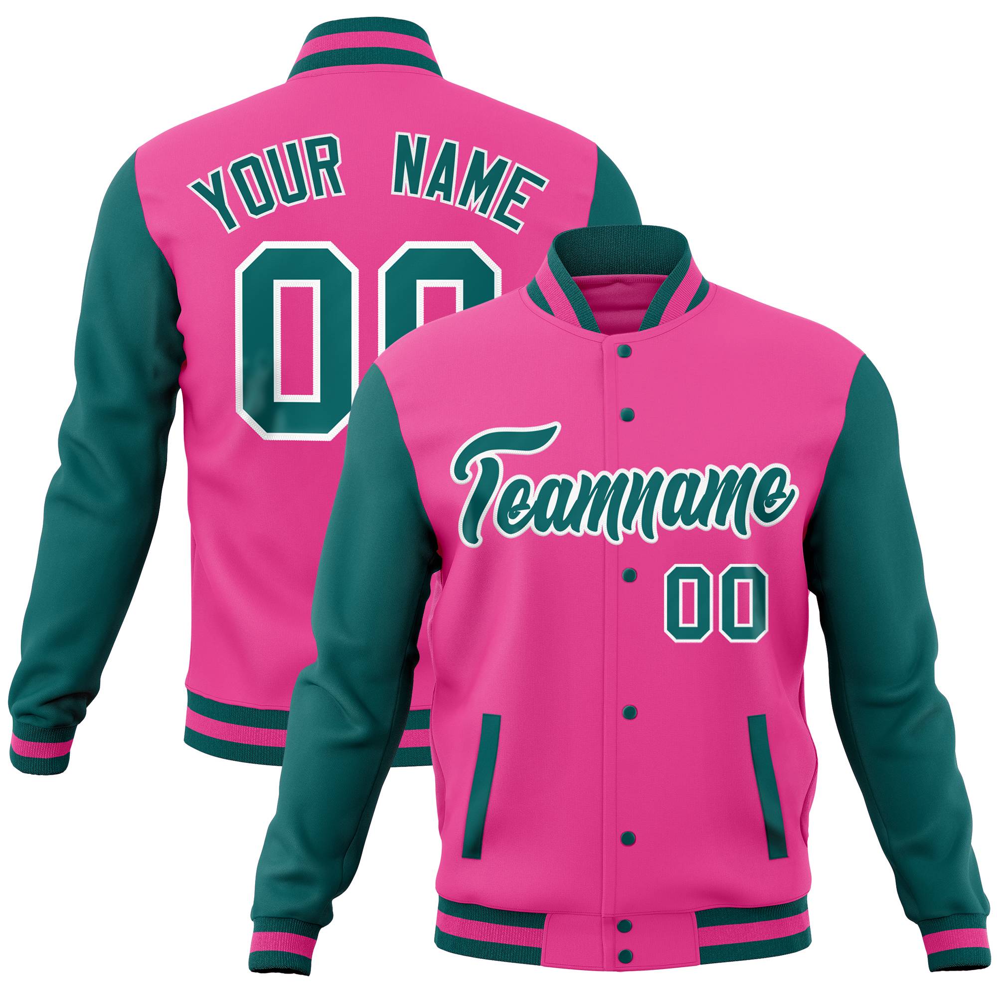 Custom White Royal Full-Snap Varsity Raglan Sleeves Letterman Baseball Jacket