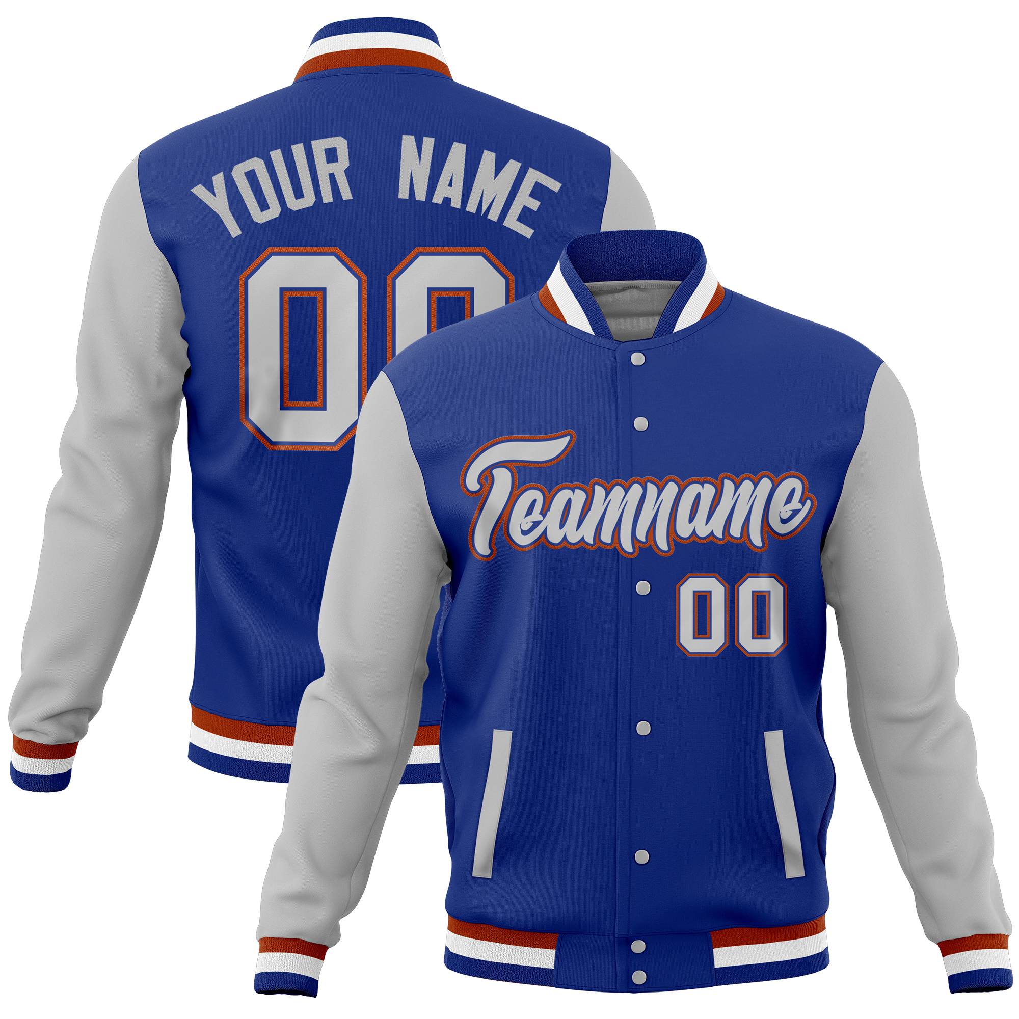 Custom White Purple Full-Snap Varsity Raglan Sleeves Letterman Baseball Jacket